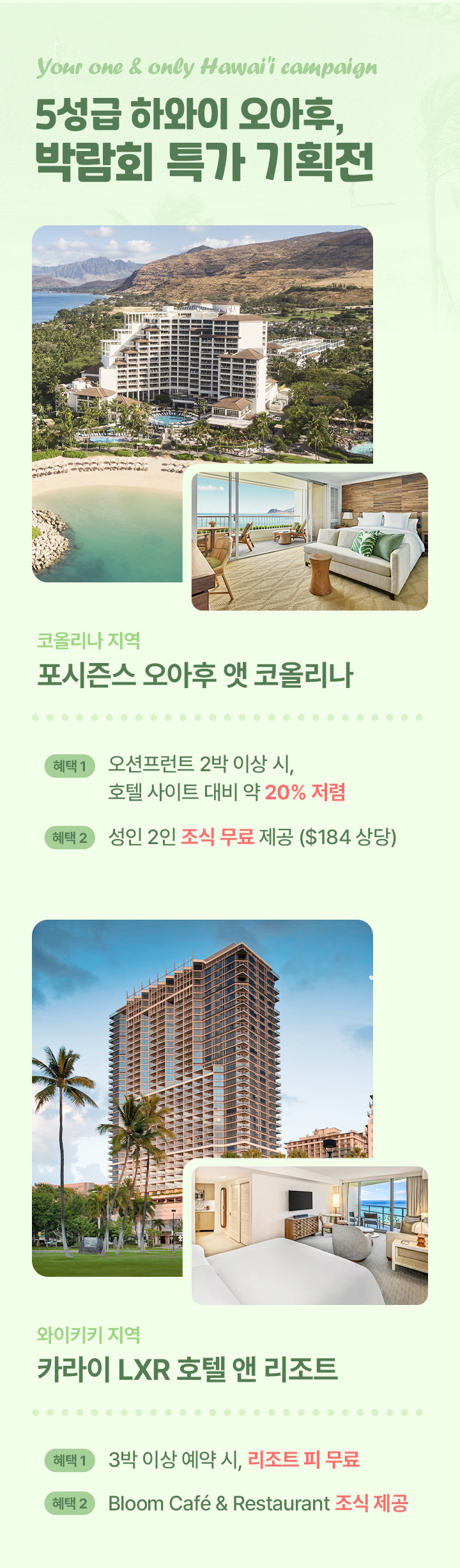 하와이 오아후 박람회 특가 기획전